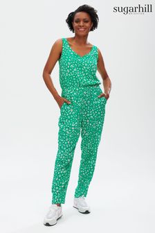 Zelena enodelna obleka s srčastim leopardjim potiskom Sugarhill Brighton Carly (T93441) | €20