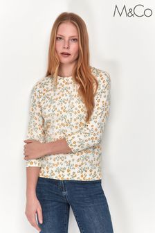 M&Co Cream Floral Printed Top (T93587) | ₪ 116