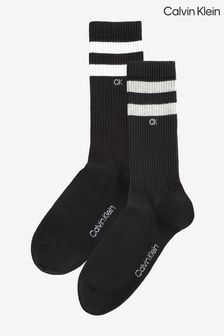 Calvin Klein Mens Black Striped Socks 2 Pack (T93605) | $28