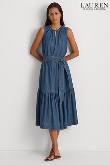 Lauren Ralph Lauren Blue Vynthia Sleeveless Denim Day Dress (T93610) | €216