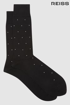 Reiss Black Mario Spot Polka Dot Socks (T94133) | kr182