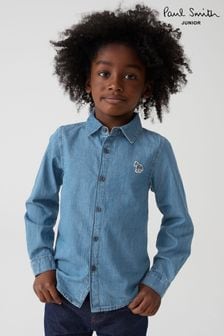 Синий рубашка из ткани шамбре для мальчиков Paul Smith (T94305) | €46