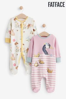 Pack de 2 pijamas tipo pelele de bebé con cuello redondo y diseño de cisne y conejitos de Fatface (T94378) | 41 € - 43 €