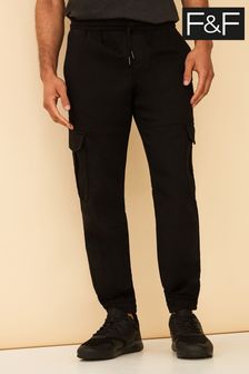F&F Black Cuff Cargo Slim Trousers (T94398) | €25