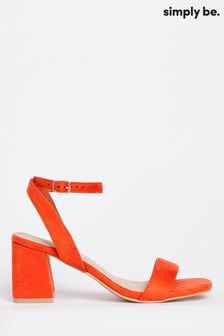 Simply Be Orange Block Heeled Wide Barely There Sandals (T94528) | 34 €