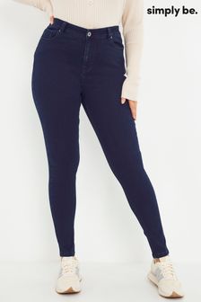 Simply Be Blue Lucy High Waisted Long Leg Super Stretch Skinny Jeans (T94667) | $44