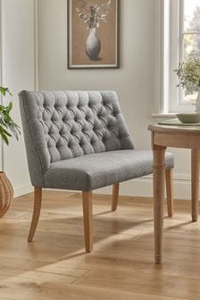 Chunky Weave Mid Grey Wolton Natural Legs High Back Collection Luxe Oak Effect Leg Dining Bench (T94745) | €490