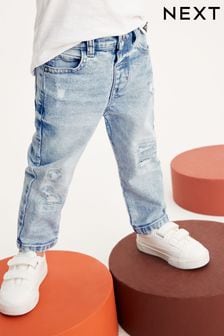 Голубой с потертостями - Стретчевые джинсы для комфорта (3 мес.-7 лет) (T94782) | 8 710 тг - 10 050 тг