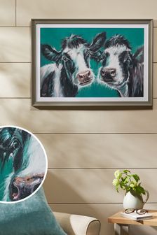 Teal Blue Artist Collection 'Molly and Dolly' Cows by Louise Brown Wall Art (T94797) | ￥5,960
