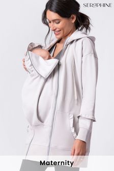 Seraphine 3-in-1-Kapuzensweatshirt mit Babytasche und Rüschendetail, Creme (Umstandsmode) (T95225) | 97 €