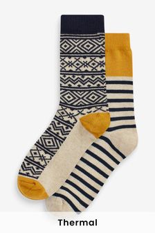 深藍色/黃土色 - 保暖踝襪2雙組 (T95283) | NT$400