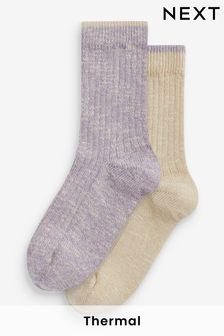 淺紫色／乳白色 - 保暖襪子2雙組 (T95284) | NT$400
