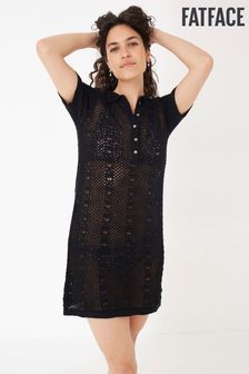 Robe Fatface en maille noire boutonnée (T95381) | €18