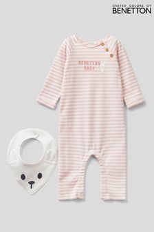 Benetton Striped Rompersuit With Bib (T95470) | €37