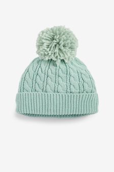 Mint Green Knitted Baby Pom Hat (0mths-2yrs) (T95581) | 191 UAH