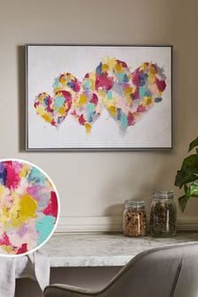 Multicolour Abstract Hearts Framed Canvas Wall Art (T95615) | €61