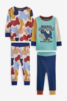 Blue/Yellow Camouflage Dinosaur Snuggle Pyjamas 2 Pack (9mths-12yrs) (T95616) | 29 € - 40 €