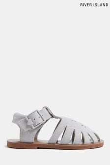 River Island Grey Suede Caged Sandals (T95664) | ₪ 116
