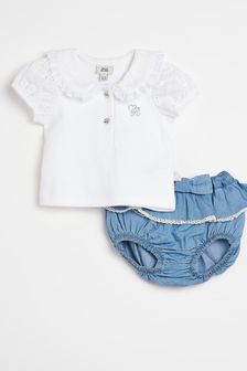 River Island Ecru Cream Chambray Bloomer Outfit (T95667) | $41