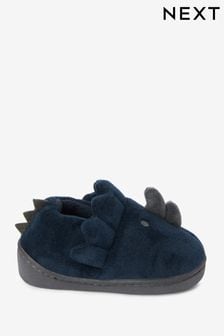 Navy Blue Dino Warm Lined 3D Animal Cupsole Slippers (T96195) | $16 - $19