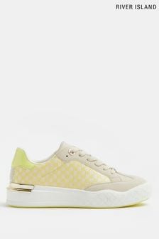 River Island Yellow Light Mono Toe Lace Up Trainers (T96248) | ₪ 196