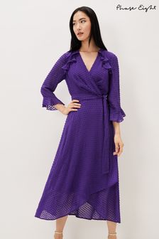Phase Eight Purple Lilibeth Wrap Midi Dress (T96395) | ₪ 742