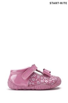 Start-rite Wiggle粉色標準和闊腳剪裁皮革蝴蝶結丁字帶嬰兒初學步鞋 (T96997) | NT$1,540