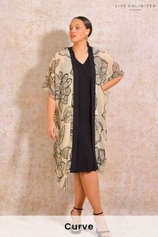 Live Unlimited Curve Black Floral Longline Kimono And Dress (T97054) | $213