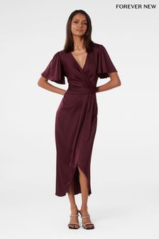 Пурпурный - Платье миди с рукавами клеш Forever New Estelle (T97364) | €146