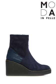 Moda In Pelle Blue Wedge Sock Top Ankle Boots With Rand (T97447) | 175 €