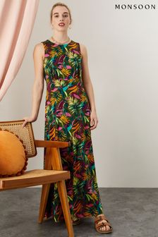 Monsoon Green Cut-Out Back Palm Jersey Dress (T97679) | R1 471