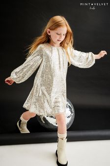 Mint Velvet Gold Sequin Mini Dress (T97691) | kr623 - kr675