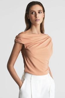 Reiss Blush Celia Short Sleeve Drape Top (T97872) | 118 €