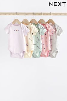 Pink/Purple Baby Short Sleeve Bodysuits 5 Pack (T97968) | 26 € - 30 €
