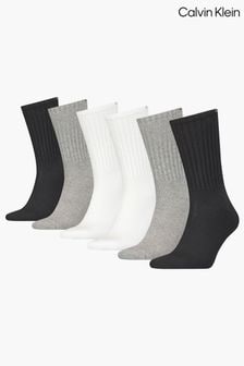 Calvin Klein Grey Crew Socks 6 Pack (T98005) | $66