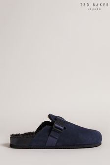 Ted Baker Ruefus Navy Blue Suede Nylon Clip Mule Slippers (T98049) | ₪ 279