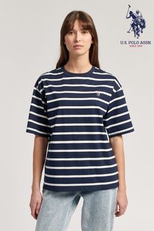 U.S. Polo Assn. Womens Oversized USPA Striped T-Shirt (T98217) | ₪ 163