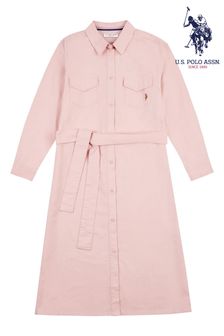 U.S. Polo Assn. Womens Pink USPA Shirt Dress (T98222) | ₪ 303