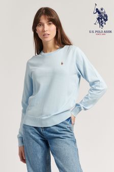 סוודר עם צווארון עגול של ‪U.s. Polo Assn.‬​​​​​​​ לנשים בכחול (T98229) | ‏233 ₪