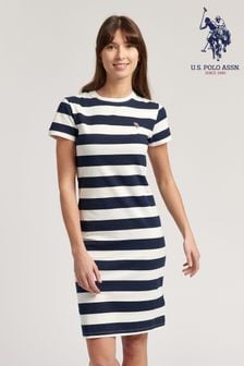 U.S. Polo Assn. Womens Blue Striped T-Shirt Dress (T98233) | €51