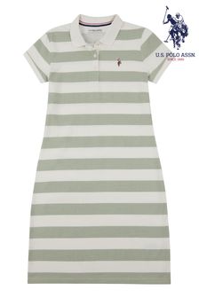 U.S. Polo Assn. Womens Green USPA Striped Polo Dress (T98234) | ₪ 233