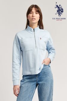 U.S. Polo Assn. Womens Blue Half Zip Sweatshirt (T98261) | ₪ 233