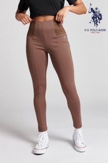 U.S. Polo Assn. Womens Brown Elastic Waistband Leggings (T98263) | €37