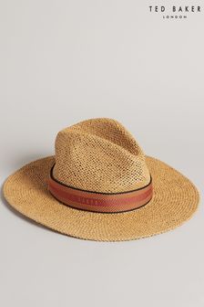 Ted Baker Hiltins Brown Straw Webbing Band Panama Hat (T98342) | ₪ 186