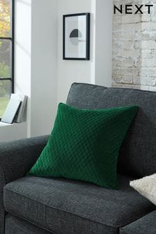 Bottle Green Velvet Quilted Hamilton Large Square Cushion (T98484) | CA$57