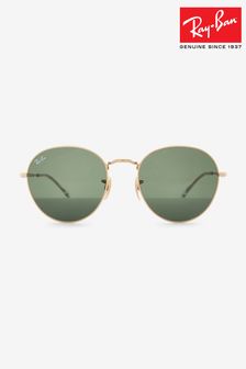 Gold und grüne Gläser - Ray-Ban David Runde Sonnenbrille (T98537) | 185 €