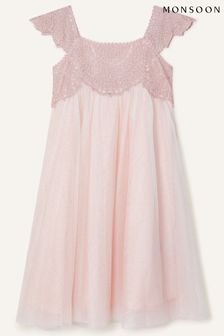 Розовый - Платье с вышивкой Monsoon Estella (T98666) | €69 - €77