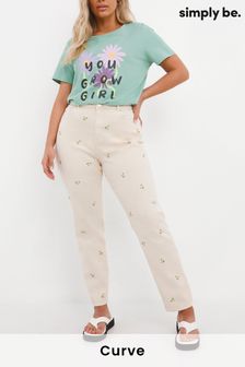 Simply Be Grey Daisy Embroidered Demi Mom Jeans (T98767) | 20 €