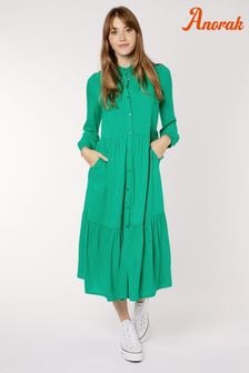 Anorak Green ECOVERO™ Tiered Midi Dress (T99027) | 106 €