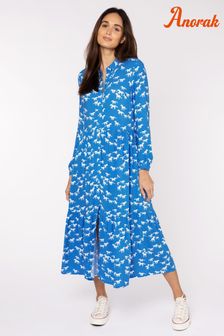 Anorak Blue Galloping Horses ECOVERO™ Tiered Midi Dress (T99028) | 106 €